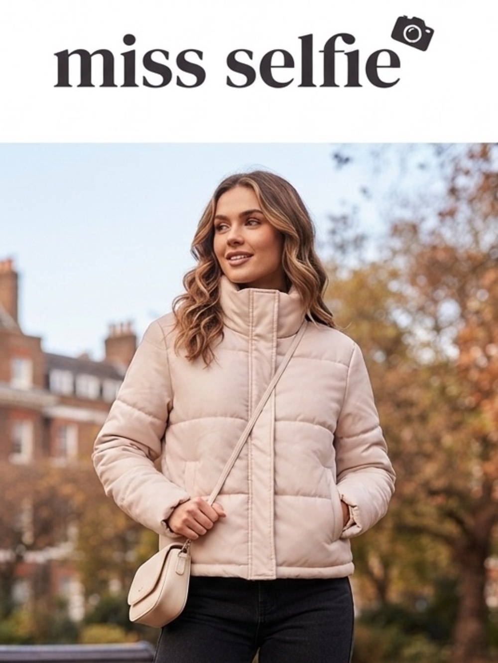Miss Selfie Women's Blush Pink Faux Leather Puffer Jacket - Short Stand Collar